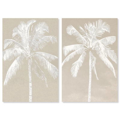 Ensemble de décorations murales à motif de palmiers blancs par Art Remedy, 16 x 24