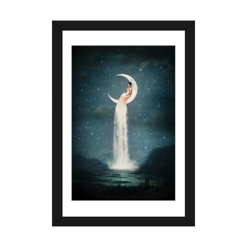 «Moonriver Lady», impression sur toile, Blanc, Papier d'art encadré noir, H 24 po x l 16 po x P 1 po