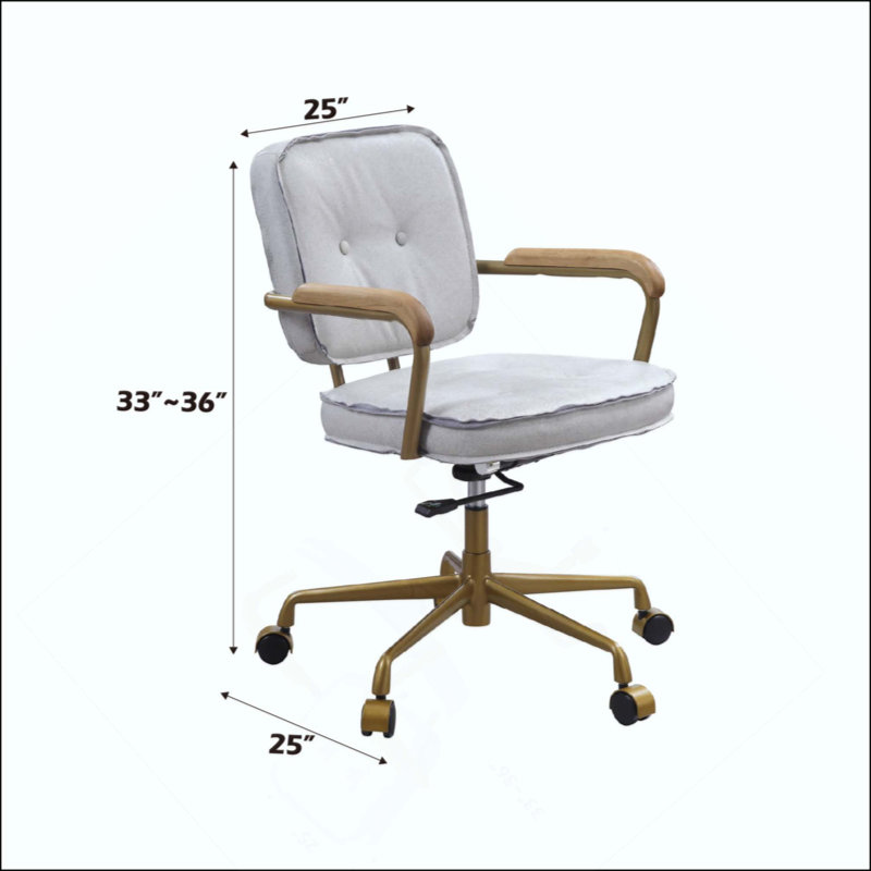 Chaise de bureau rétro en cuir fleur, Blanc antique
