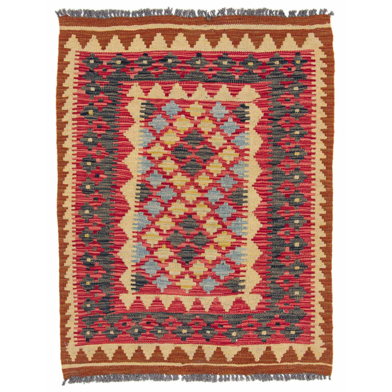Geometric Wool Hand Woven 87cm X 115cm Area Rug