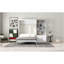 Lit escamotable double avec plusieurs tablettes de rangement et une armoire, blanc