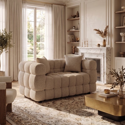 55" Teddy Loveseat Sofa with Bubble Tufting and Deep Seat