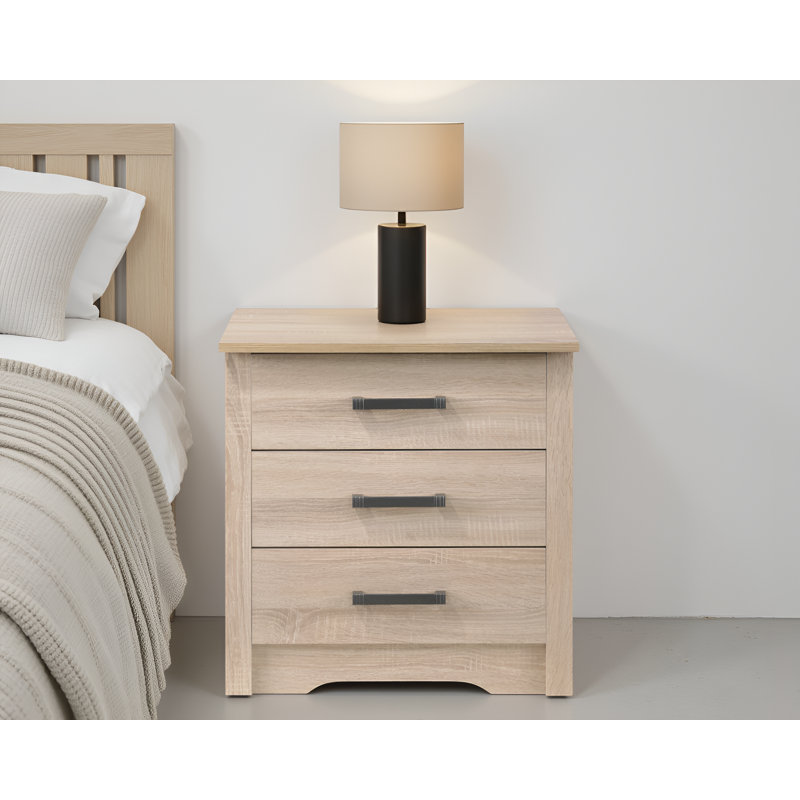 Saguenay Sandle Wood 3 Drawers Nightstand, Sandle Wood