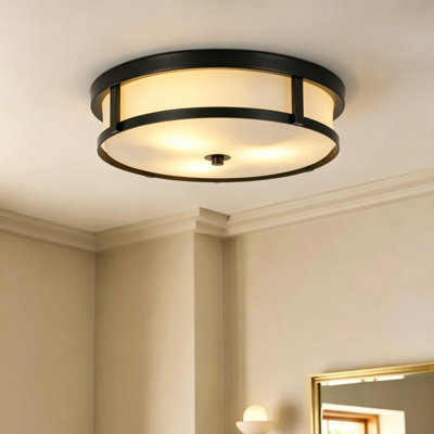 Plafonnier semi-encastré 3 lumières en verre