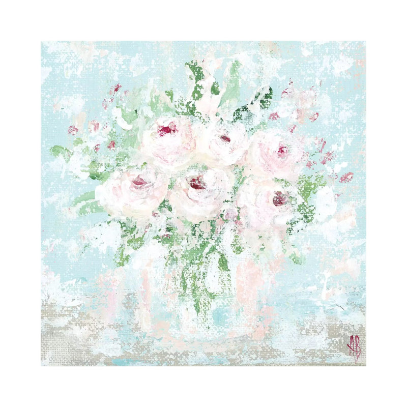Pink Floral by Ashley Bradley - Wrapped Canvas Painting, 45.72 cm H x 45.72 cm W x 3.175 cm D