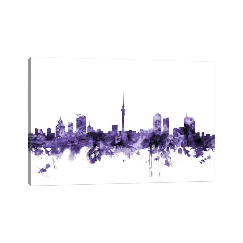 Auckland, New Zealand Skyline by Michael Tompsett - 1 Piece Wrapped Canvas Wall Art, 20.32 cm H x 30.48 cm W