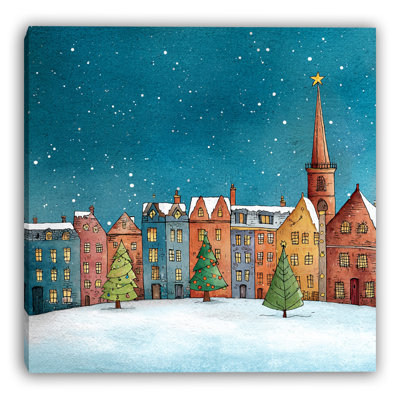 «Town Square at Christmas», art mural sur toile tendue