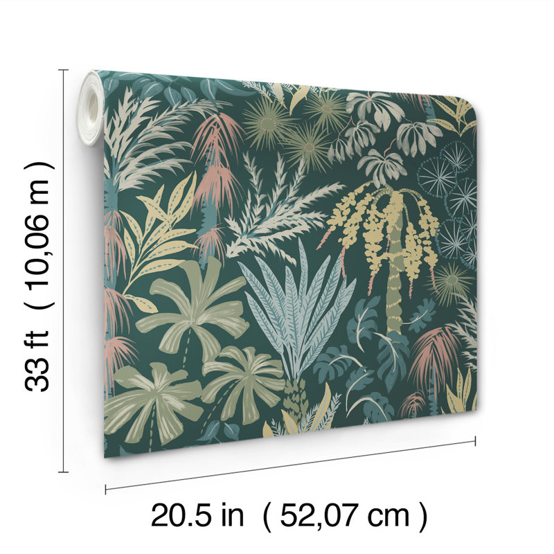 Star Flower Floral Trail Wallpaper, Green