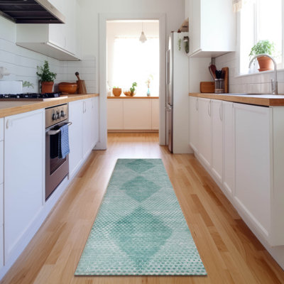 Tapis bleu sarcelle lavable à la machine de qualité supérieure 2 pi 6 po x 3 pi 10 po Cerrito AMF539