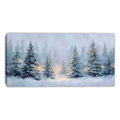 «Twinkling Pines Winter Glow», art mural sur toile tendue