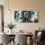 Tableau mural sur toile représentant un verre à vin avec un fond turquoise et rouille abstrait-2044558053