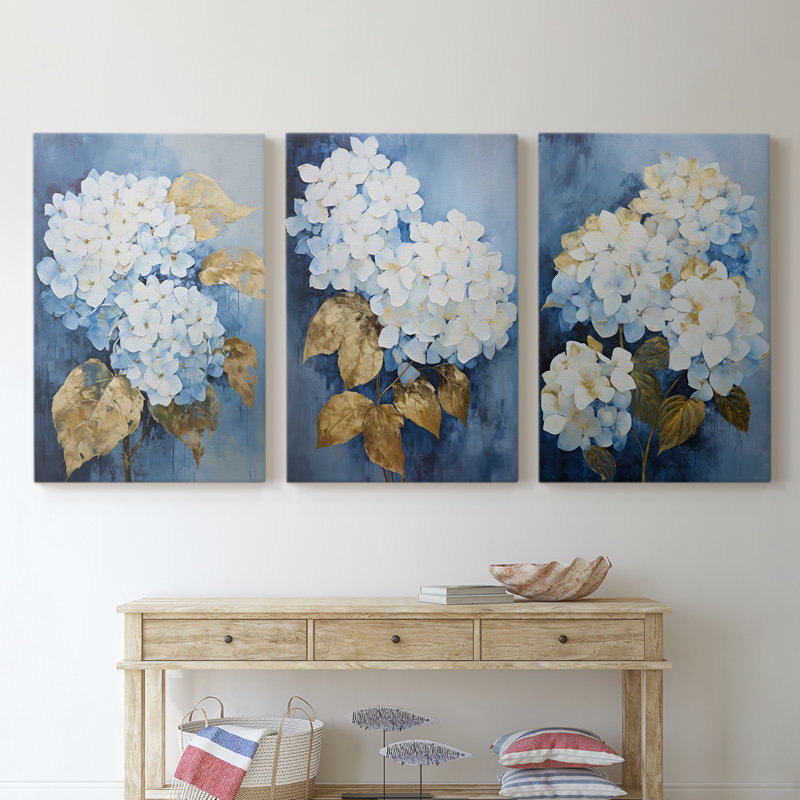 Floral Study Series XL - Ensemble de 3 toiles tendues avec châssis - Prêt à être accroché, H 48 po x l 32 po