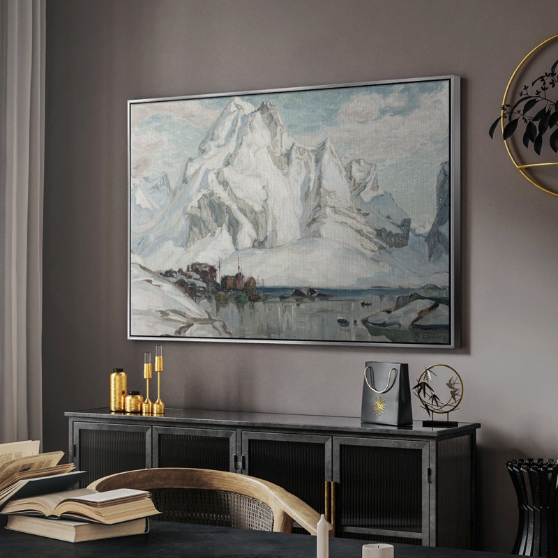 Paysage rétro - CLX, H 27 po x l 41 po x P 2 po, Toile encadrée noyer flottant