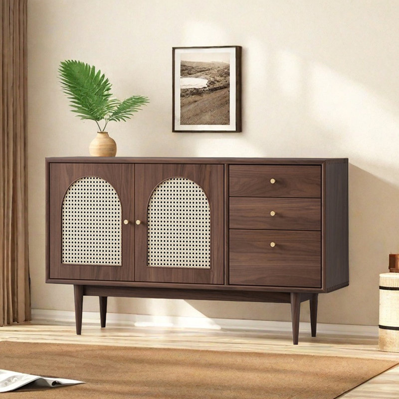 Multifunctional Rattan Weaving Sideboard, Brown