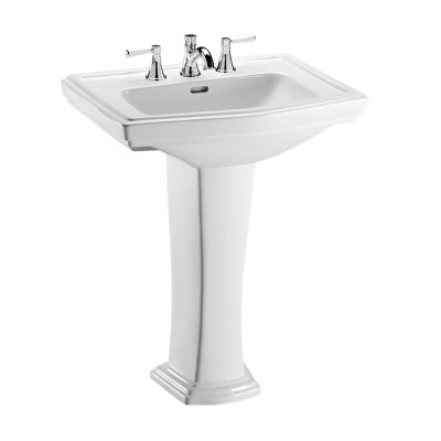 Clayton 27" Tall Vitreous China Rectangular Pedestal Bathroom Sink with Overflow