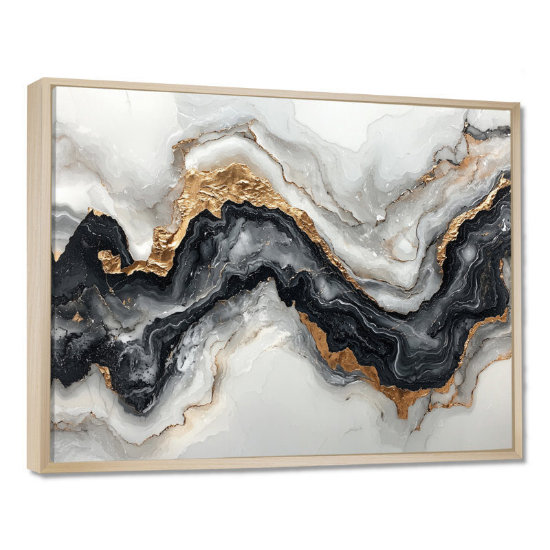Altom - Abstract Wall Art, H 34 po x l 44 po, Cadre flottant, Crème, crème