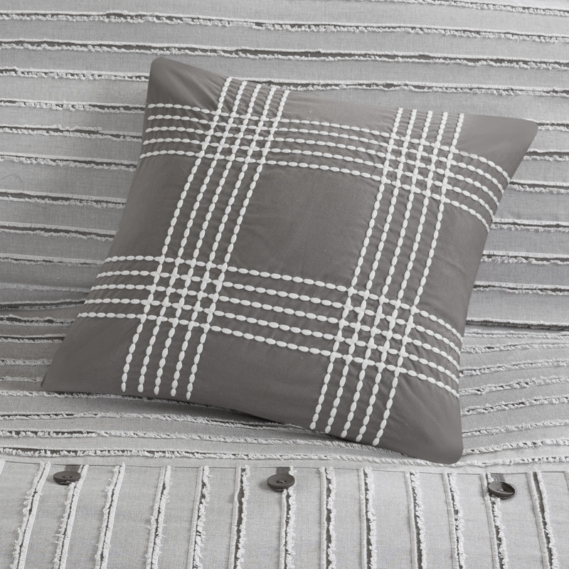 Gray Queen Cotton Jacquard 8-Piece Bedspread Set