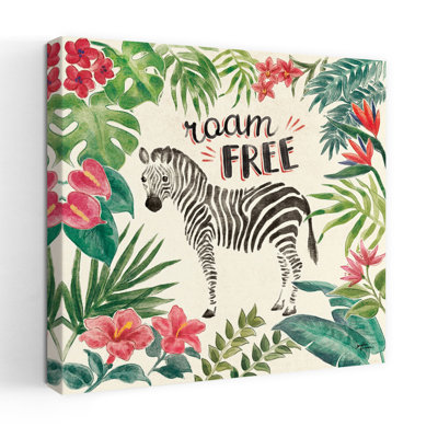 Jungle Vibes IV, oiseau abstrait, fougère, hibiscus, art floral tropical