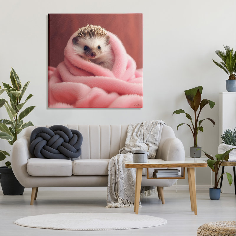 " Baby Hedgehog In Blanket " by Roozbeh, 36" H x 36" W x 1.5" D