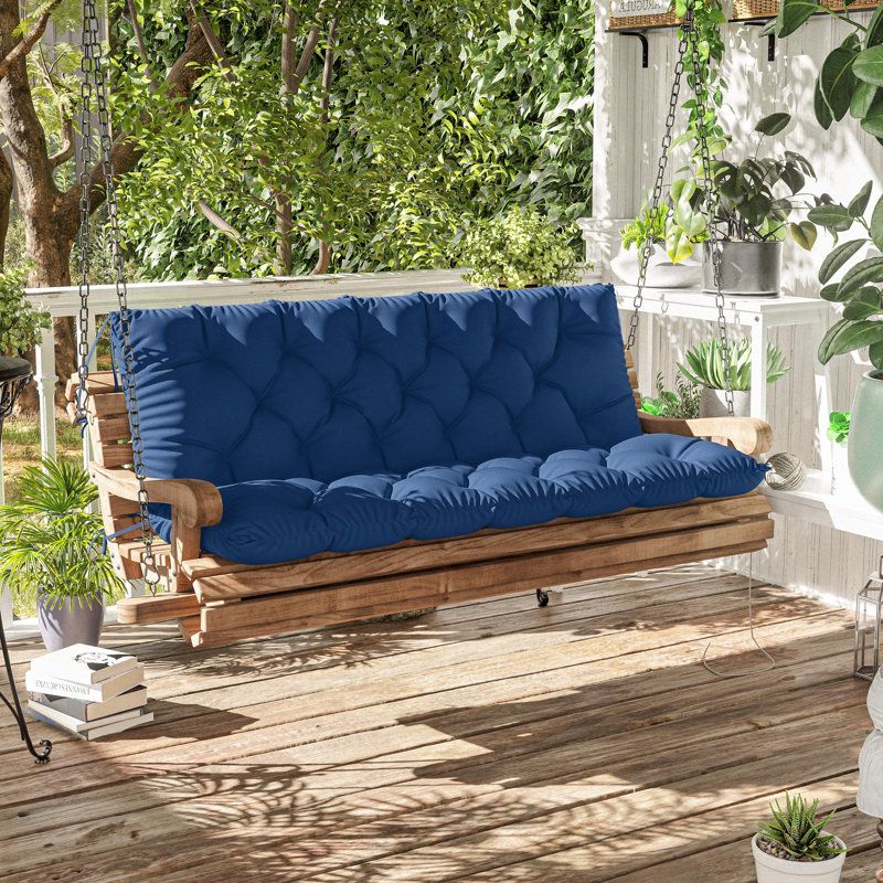 Wynee Porch Swing Cushion 5" Outdoor Bench Cushion, Only Cushion, Blue, 40" W x 20" D
