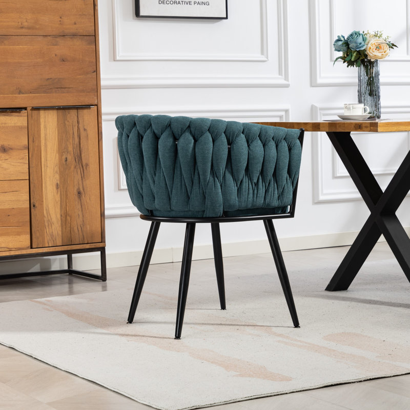 Polyester Upholstered Metal Upholstered Back Accent, Teal