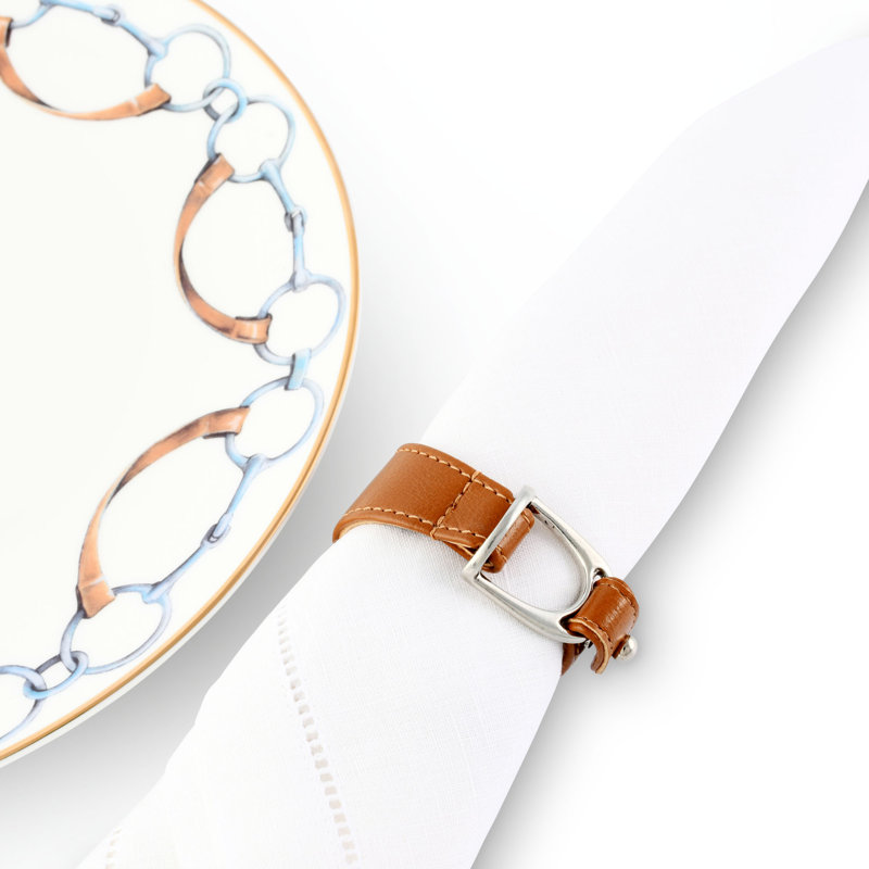 Stirrup Vegan Leather/Pure Pewter Napkin Ring