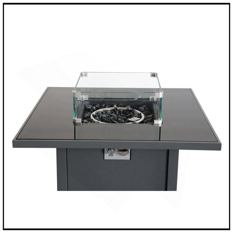 Table de foyer d'extérieur en acier avec couvercle H 25 po x l 30 po