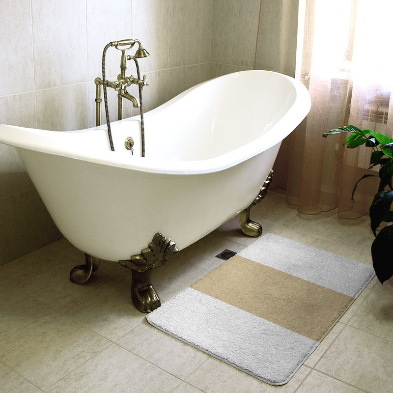 Tapis pour salle de bain Tennessee, l 17 po x L 24 po, Blanc cassé / Beige