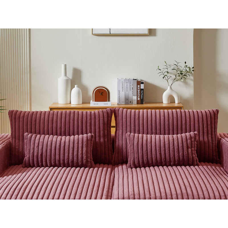 Canapé modulaire surdimensionné de 87 po, sans assemblage requis, Red Corduroy