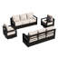 Ensemble de patio d'extérieur en aluminium 4 pièces avec 2 canapés, 2 chaises pivotantes et coussin beige Abdullah-129227009