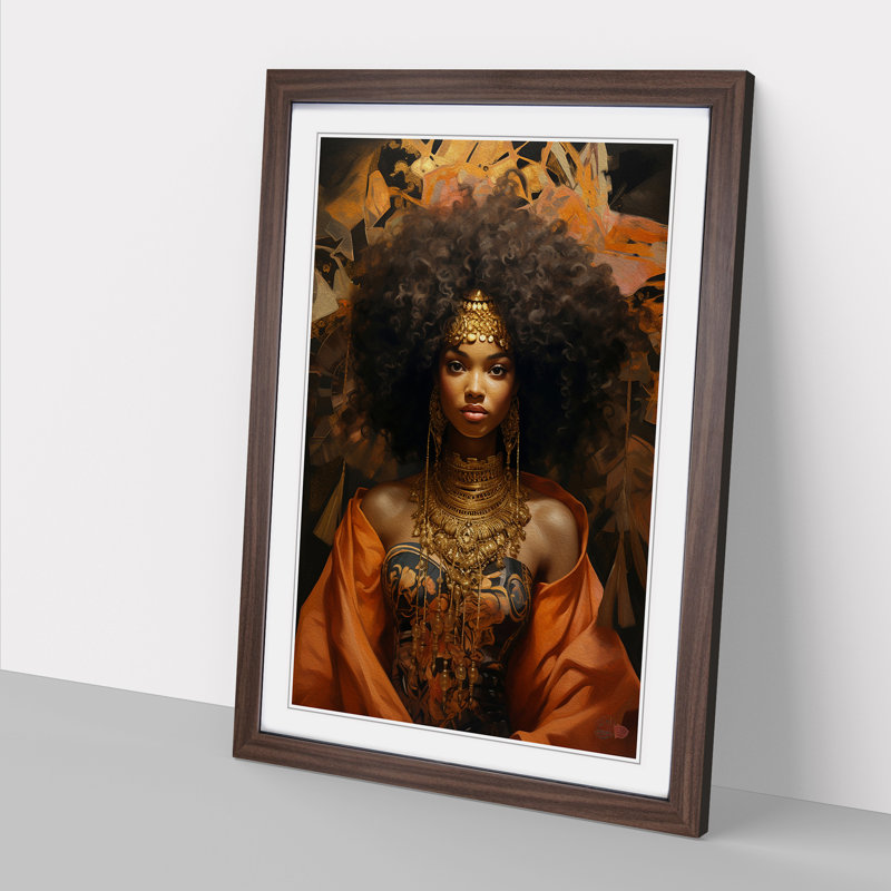 African Woman Baroque Art - Framed Print, Walnut Framed, 34cm H x 25cm W x 2cm D