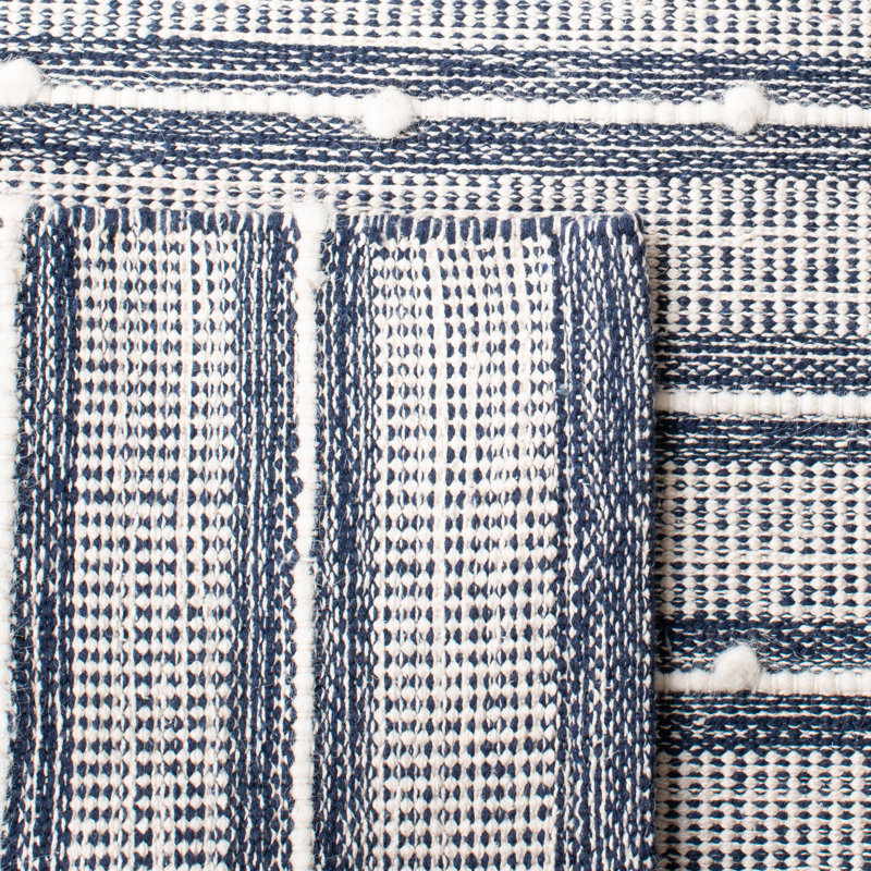 Tapis rayé en coton / laine tissé à la main Dorman, Rectangle 5 pi x 8 pi