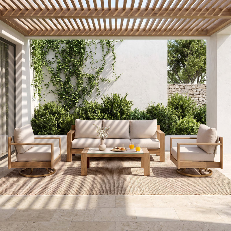 Ensemble de conversation pour l'extérieur pour 5 personnes avec coussins, 27.8, Swivel Chair