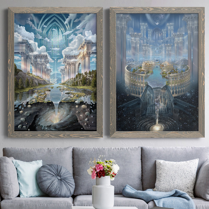 Genesis II - ensemble de 2 reproductions d'art sur toile encadrées, Encadré gris, H 31,5 po x l 47 po x P 1,5 po
