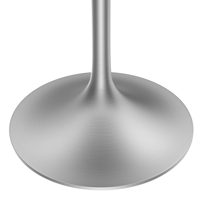 Heatherton 27" Round Dining Table with Sintered Stone Top and Brushed Silver Stainless Steel Pedestal Base Kitchen Table Seats 2-4 Person