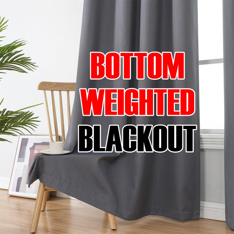 Embossed Blackout Curtain, 50" W x 63" L, Gray