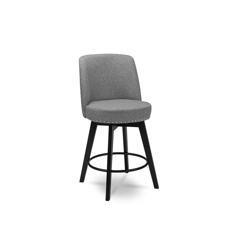 Grenora Swivel Upholstered Counter Stool, Gray, Bar Stool (30” Seat Height)