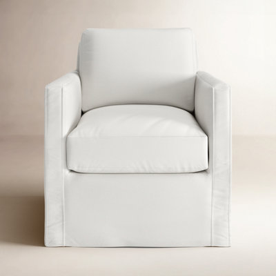 Savannah Cotton Slipcovered Swivel Armchair