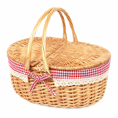 Wicker Picnic Basket For 2 With Lid