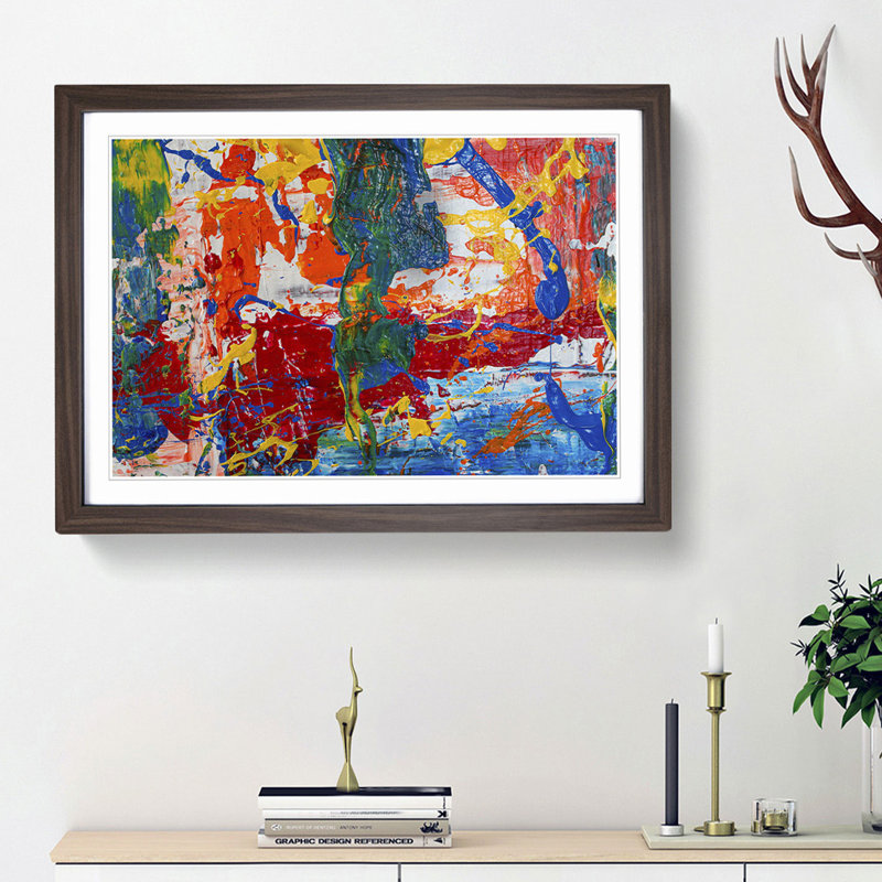 Abstract Art Painting Vol.126 by S.Johnson - Framed Print, 27cm H x 36cm W x 2cm D, Walnut Framed