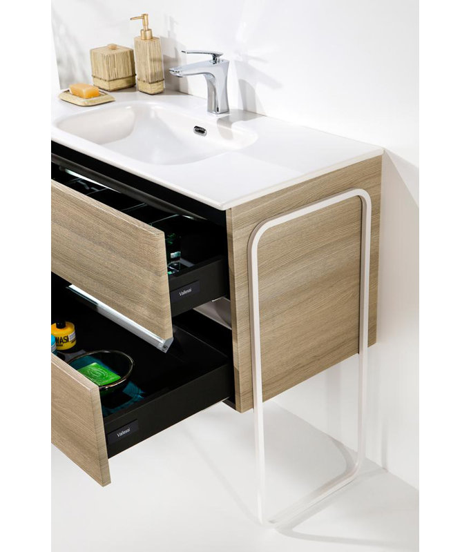 Meuble-lavabo simple 33,5 po avec comptoir, Brun clair