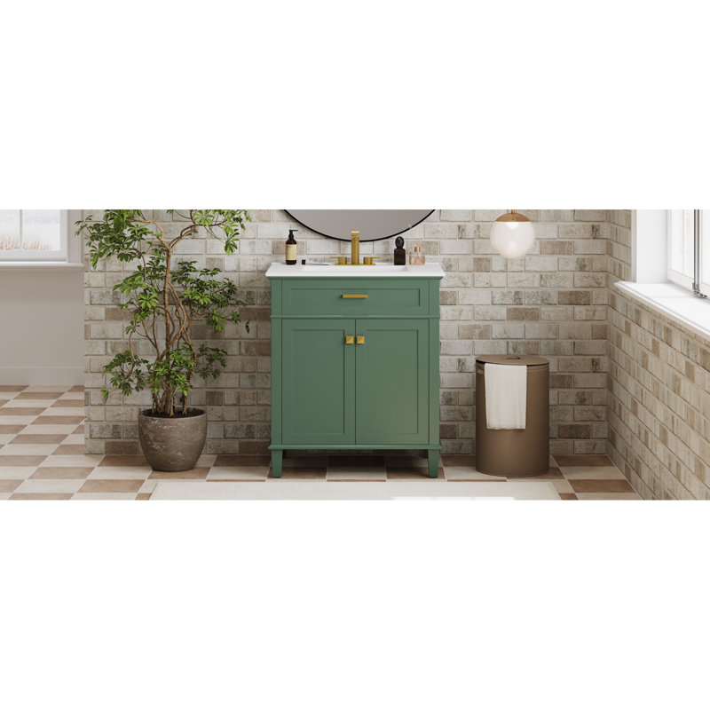 Meuble-lavabo de 30 po avec lavabo en céramique, Green