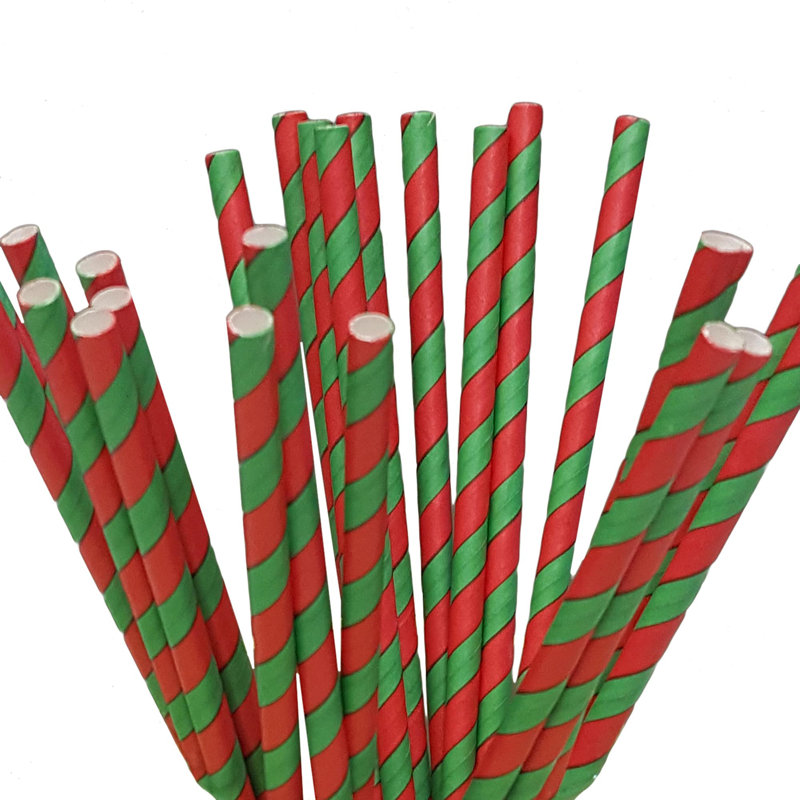 Paille de papier, Vert / Rouge