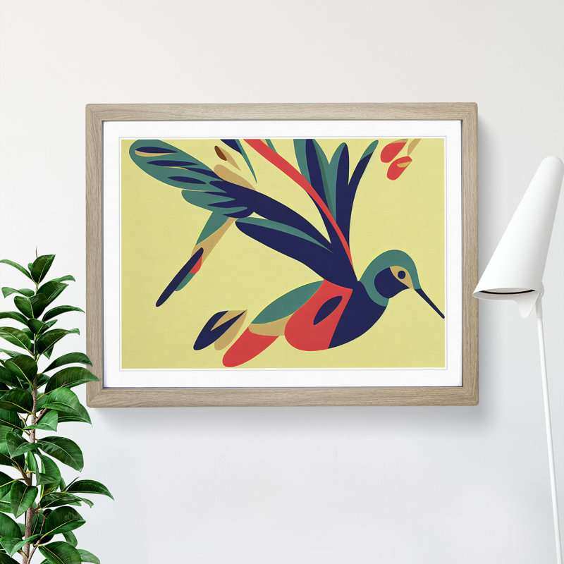 Blessed Abstract Hummingbird - Framed Print, Oak, 34cm H x 46cm W x 2cm D