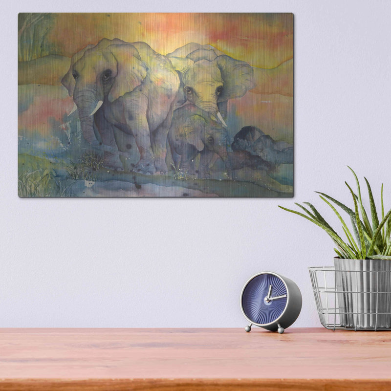 «Elephants Crop» par Chris Paschke sur métal, H 12 po x l 16 po