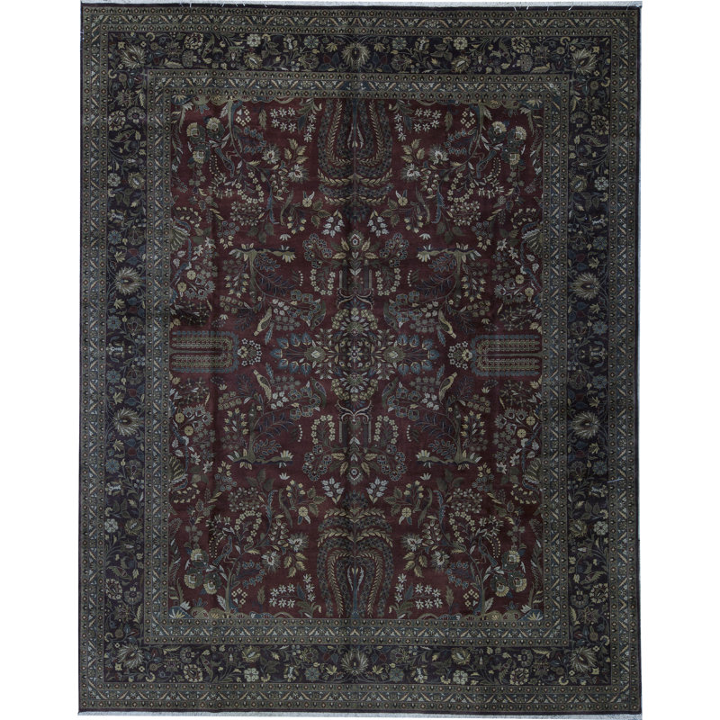 Tapis rouille et brun de haute qualité noué à la main