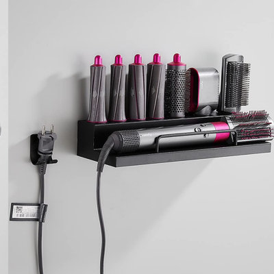 Airwrap Accessory Wall Mount Adhesive Storage Rack for Dyson Curling Iron  Home Bathroom Organizer Black