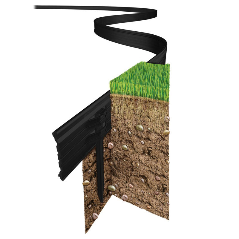 Swift Edge Rust-free Aluminium Garden Lawn & Border Edging - with connecting strips & fixing stakes, Black