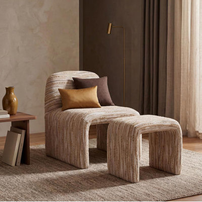 Contemporary Upholstered Accent Chair With Ottoman