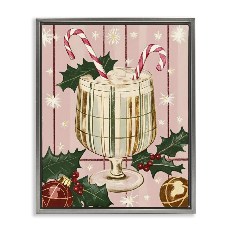 Cadre flottant pastel de cocktail de Noël, design par Franklyn Gregory, Cadre flottant gris lustré, H 31 po x l 25 po